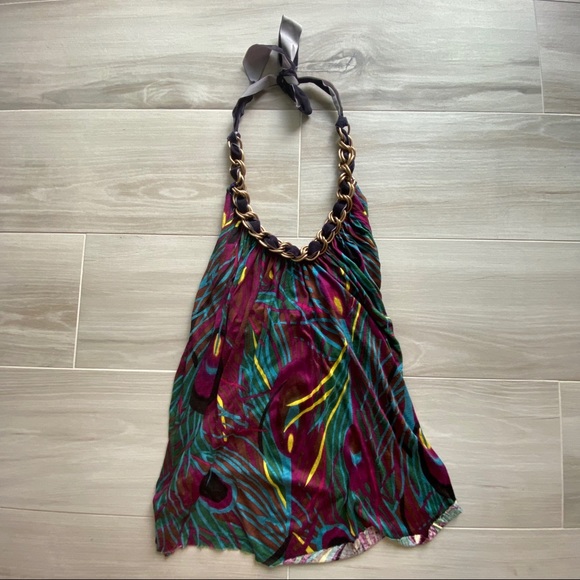 💄TEA-BAGS CHAIN HALTER WITH VELVET RIBBON - S💄 - Picture 1 of 6